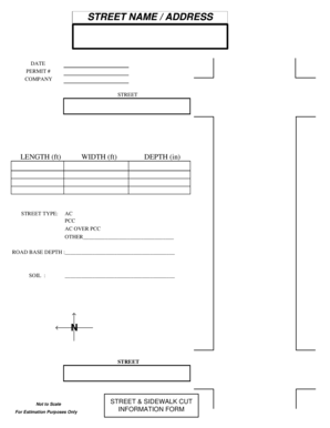 Street and Sidewalk Cut Information Form