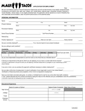 Employment Application Form