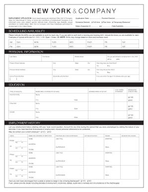 New York & Company Employment Application