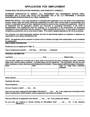 Application for Employment
