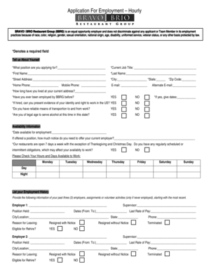 Application For Employment – Hourly