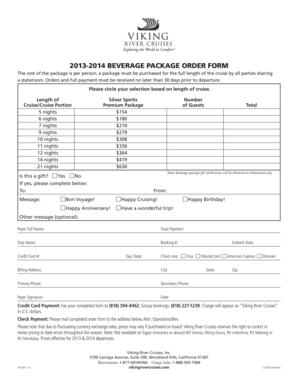 Beverage Package Order Form