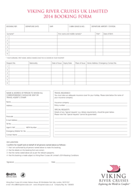 Viking River Cruises UK Booking Form