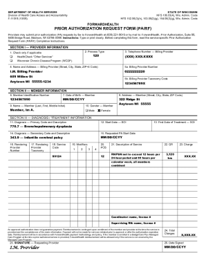 Wisconsin Prior Authorization Request Form