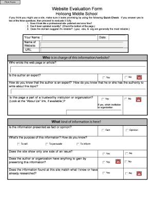 Website Evaluation Form