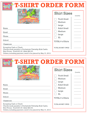 Tshirt order form template pdf - T-shirt order form t-shirt order form - cbsd