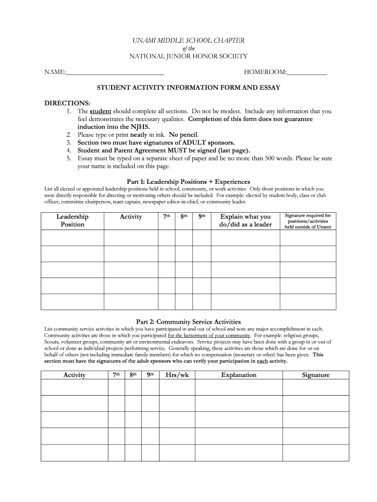 Fillable Online cbsd NJHS Activities Form 2013-2014 - cbsd Fax Email ...