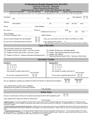 VA Educational Benefits Request Form 2014-2015