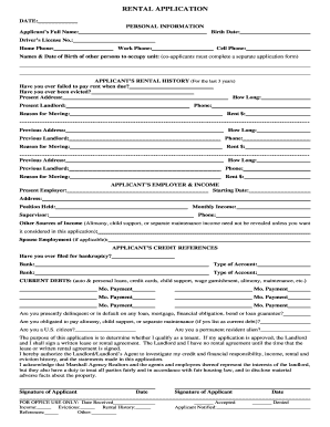 Rental Application Form