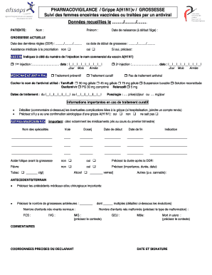 Formulaire de suivi des femmes enceintes vaccinées ou traitées par un antiviral