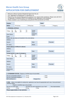 Moran Health Care Group Application for Employment