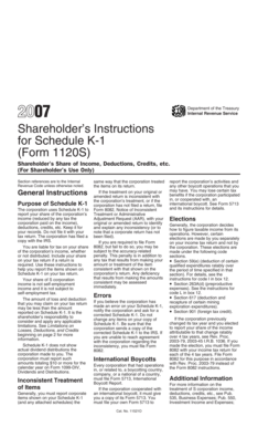 Shareholder’s Instructions for Schedule K-1 (Form 1120S)