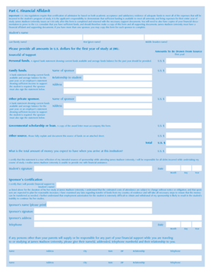 Financial Affidavit for JMU Student Visa