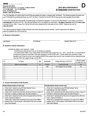 2013-2014 Dependent Verification Worksheet