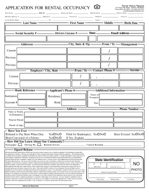 Rental Occupancy Application