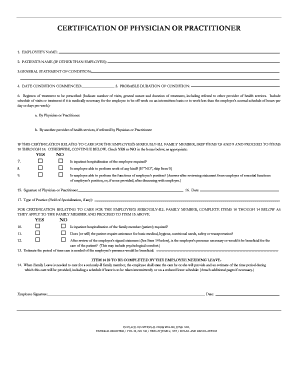 Certification of Physician or Practitioner