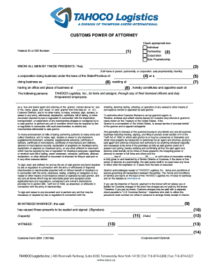 US Customs Brokers Power of Attorney