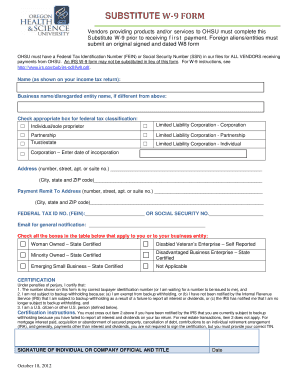 OHSU Substitute W-9 Form