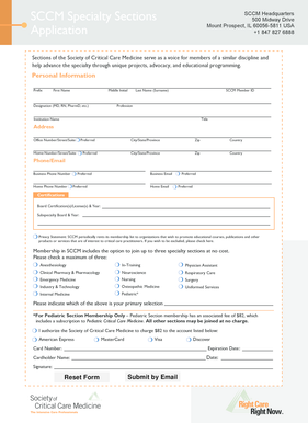 SCCM Specialty Section Membership Form