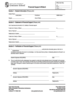 Financial Support Affidavit