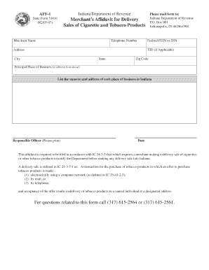 Indiana Merchant’s Affidavit for Delivery