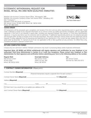 Systematic Withdrawal Request for Annuities