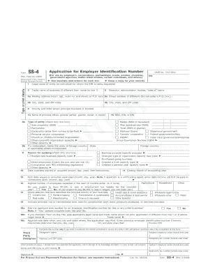 IRS Form SS-4 Application for Employer Identification Number