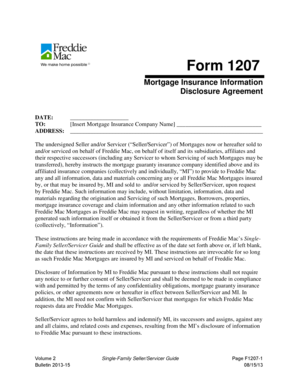 Form 1207 Mortgage Insurance Disclosure Agreement