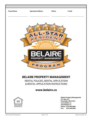 Belaire Rental Application