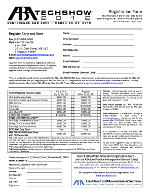 ABA TECHSHOW 2012 Registration Form