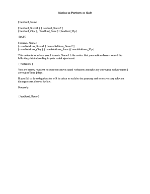 Notice to Perform or Quit