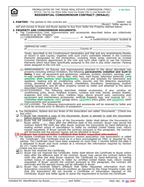 Texas Residential Condominium Contract (Resale)