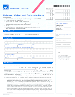 AXA Philippines Release Waiver and Quitclaim Form