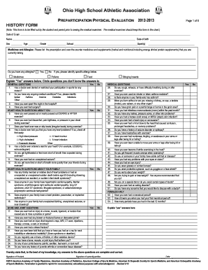 Ohio High School Athletic Association Preparticipation Physical Evaluation