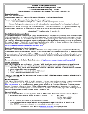Western Washington University Non-Matriculated Student Registration Form