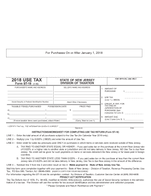 New Jersey Use Tax Form ST-18