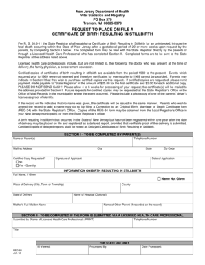 New Jersey Stillbirth Certificate Request Form