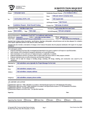 Substitution Request Form
