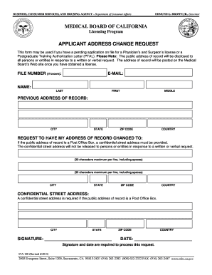 California Applicant Address Change Request