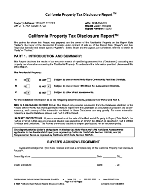 California Property Tax Disclosure Report