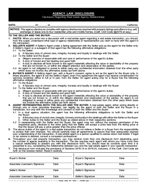 California Real Estate Agency Disclosure Form