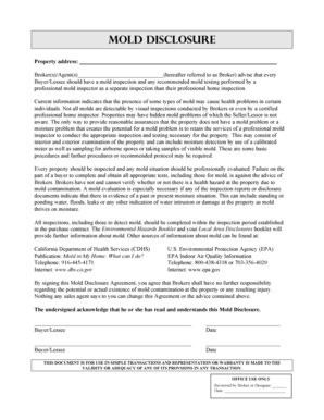 California Mold Disclosure Agreement