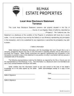 Local Area Disclosure Statement