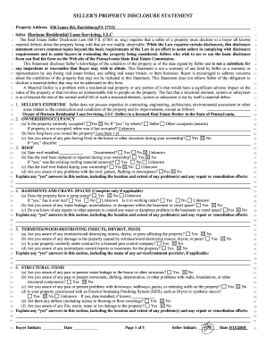 Pennsylvania Seller's Property Disclosure Statement