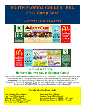2012 South Florida Council BSA Camp Card