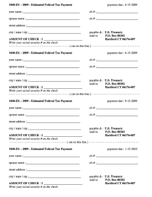 2009 Form 1040-ES Estimated Federal Tax Payment