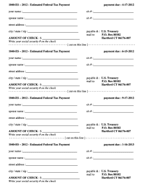 2012 Form 1040-ES Estimated Federal Tax Payment