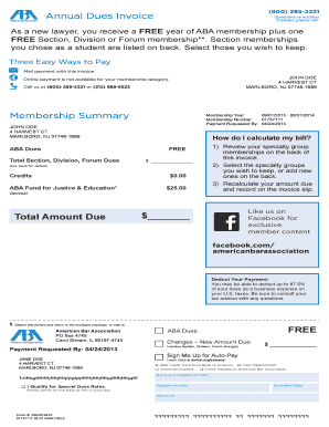 ABA Annual Dues Invoice