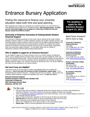 University of Waterloo Entrance Bursary Application