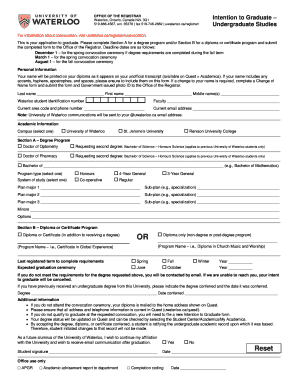 Intention to Graduate Form